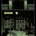 A comics page showing a slow zoom on a decaying mansion